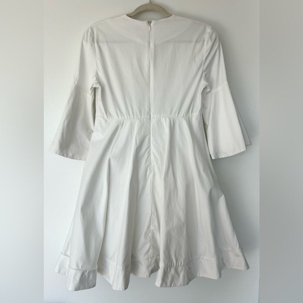 CARVEN White Origami Bell Sleeve Cotton Women’s Dress French 34 US 2 - Picture 3 of 7